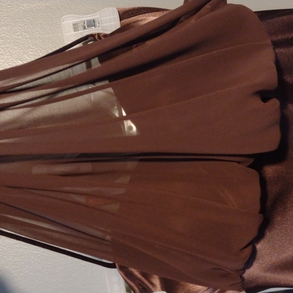 Betsy & Adam Brown Halter Prom Dress - Picture 9 of 14